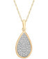 Фото #1 товара Macy's diamond Pavé Teardrop 18" Pendant Necklace (1/6 ct. t.w.) in 10k Gold