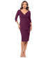 ფოტო #1 პროდუქტის Petite Ruffled V-Neck Scuba Sheath Dress