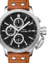 Фото #3 товара Наручные часы Diesel Men's DZ7258 Little Daddy Gunmetal Brown Leather Watch.