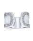 ფოტო #1 პროდუქტის Geometric Boho Style CZ Accent Statement Brushed Hammered Matte Finish Open Band Fashion Ring for Women