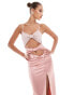 Фото #4 товара ASOS DESIGN shimmer bandeau multi knot maxi dress in rose