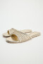 Braided metallic flat slider sandals
