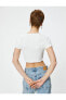 Топ Koton Textured Crop Tee Necked