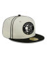 ფოტო #4 პროდუქტის Men's Cream, Black Brooklyn Nets Piping 2-Tone 59FIFTY Fitted Hat