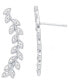 Diamond Accent Leaf Ear Climber Earrings in 14K Gold Plate and Fine Silver Plate