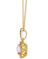 Neopolitan Opal (1-1/4 ct. t.w.) & Diamond (3/8 ct. t.w.) Halo Pendant Necklace in 14k Gold, 18" + 2" extender