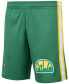 Men's Green Seattle Supersonics Hardwood Classics Logo Swingman Shorts