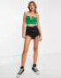 Pull&Bear cut out ruched front cropped top in green