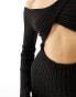 Фото #6 товара NA-KD wrap back detail knitted midi dress in black