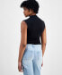 ფოტო #2 პროდუქტის Juniors' Funnel Neck Ruched Sleeveless Top