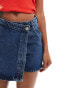 Threadbare denim skort in mid wash blue