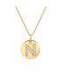 Suzy Levian Sterling Silver Cubic Zirconia Letter "N" Initial Disc Pendant Necklace