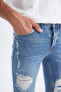 Фото #5 товара Carlo Skinny Fit Normal Bel Dar Paça Yırtık Detaylı Jean Pantolon