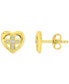 ფოტო #1 პროდუქტის Cubic Zirconia Cross-in-Heart Openwork Stud Earrings