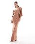 Фото #1 товара ASOS DESIGN satin batwing overlay detail bias maxi dress in mocha