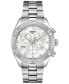 ფოტო #1 პროდუქტის Women's Swiss Chronograph T-Classic PR 100 Diamond (1/20 ct. t.w.) Gray Stainless Steel Bracelet Watch 38mm