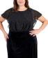 Фото #4 товара Plus Size Round-Neck Overlay Velvet Sheath Dress