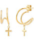 ფოტო #1 პროდუქტის Cross Dangle Illusion Hoop Earrings in 10k Gold