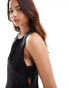 ASOS DESIGN satin shift mini dress with tab sides in black Черный, 34 - фото #4