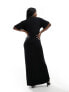 Fashionkilla bow detail maxi t-shirt dress in black 36 - фото #5