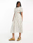 Фото #4 товара Object cut out side midi dress in neutral stripe