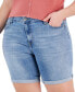 Фото #3 товара Trendy Plus Size Cuffed Denim Bermuda Shorts