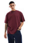 ASOS DESIGN oversized t-shirt in burgundy with Paris text back print