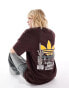 adidas Originals western back print t-shirt in brown