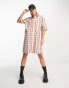 Fred Perry check shirt dress in cream