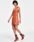 ფოტო #3 პროდუქტის Women's Faux-Leather Utility Belted Mini Dress