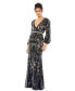 Фото #1 товара Women's Embellished Wrap Over Bishop Sleeve Gown