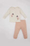 Фото #1 товара Детский пижамный комплект defacto Комплект пижамы из трикотажа с длинным рукавом для девочек