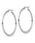 Фото #2 товара Stainless Steel Polished and Textured Hoop Earrings
