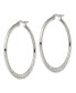 Stainless Steel Polished and Textured Hoop Earrings