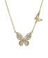 14K Gold Plated Cubic Zirconia Double Butterfly Pendant Necklace