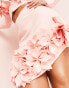 Фото #4 товара ASOS LUXE tailored mini skirt with 3D flower detail in pink