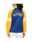 Фото #2 товара Women's Royal Golden State Warriors Main Player Raglan Rhinestone Full-Zip Track Jacket