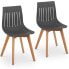Фото #2 товара Krzesło plastikowe z drewnianymi nogami do domu gabinetu do 150 kg 2 szt. szare