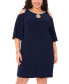 Фото #3 товара Plus Size Embellished Cold-Shoulder Dress