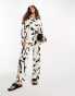 4th & Reckless satin shirt co-ord in mono print