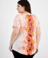 Фото #2 товара Plus Size Ombré Flora Scoop-Neck Top, Created for Macy's