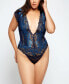 Plus Size Natalia Lace Mesh Plunge Teddy