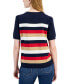 ფოტო #2 პროდუქტის Women's Striped Short-Sleeve Sweater