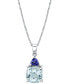 Фото #1 товара Macy's aquamarine (3-1/2 ct. t.w.) & Iolite (3/8 ct. t.w.) 18" Pendant Necklace in Sterling Silver