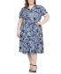 ფოტო #1 პროდუქტის Plus Size Short Sleeve Tie Waist Midi Dress