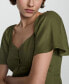 ფოტო #4 პროდუქტის Women's Buttoned Linen-Blend Dress
