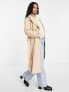 Vila Petite double breasted belted trench coat in beige