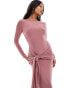 Фото #2 товара ASOS DESIGN Petite tie front exaggerated drape maxi dress in pink