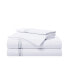 Фото #1 товара Sateen Full Sheet Set, 1 Flat Sheet, 1 Fitted Sheet, 2 Pillowcases, 600 Thread Count, Sateen Cotton, Pristine White with Fine Baratta Embroidered 3-Striped Hem