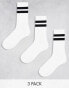 Фото #2 товара Weekday 3-pack stripe sport socks in white with black stripe